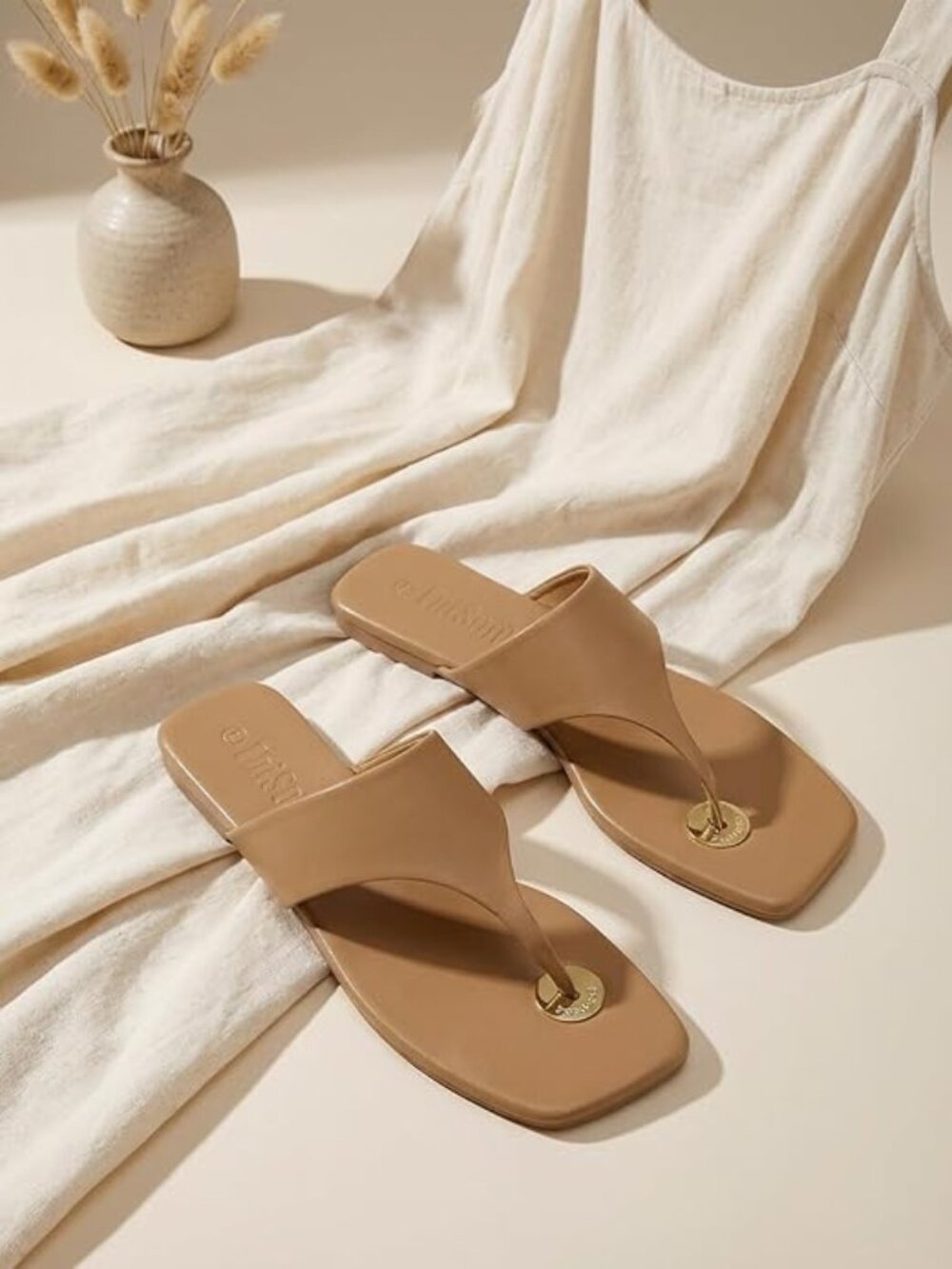 Beach Open Square Toe Flip Sandals